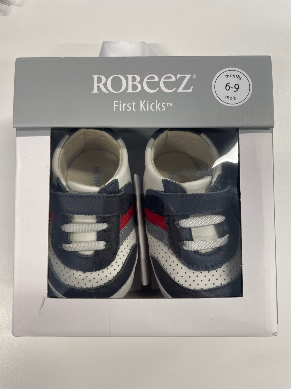 Robeez Navy, White & Red Baby Walker Shoes